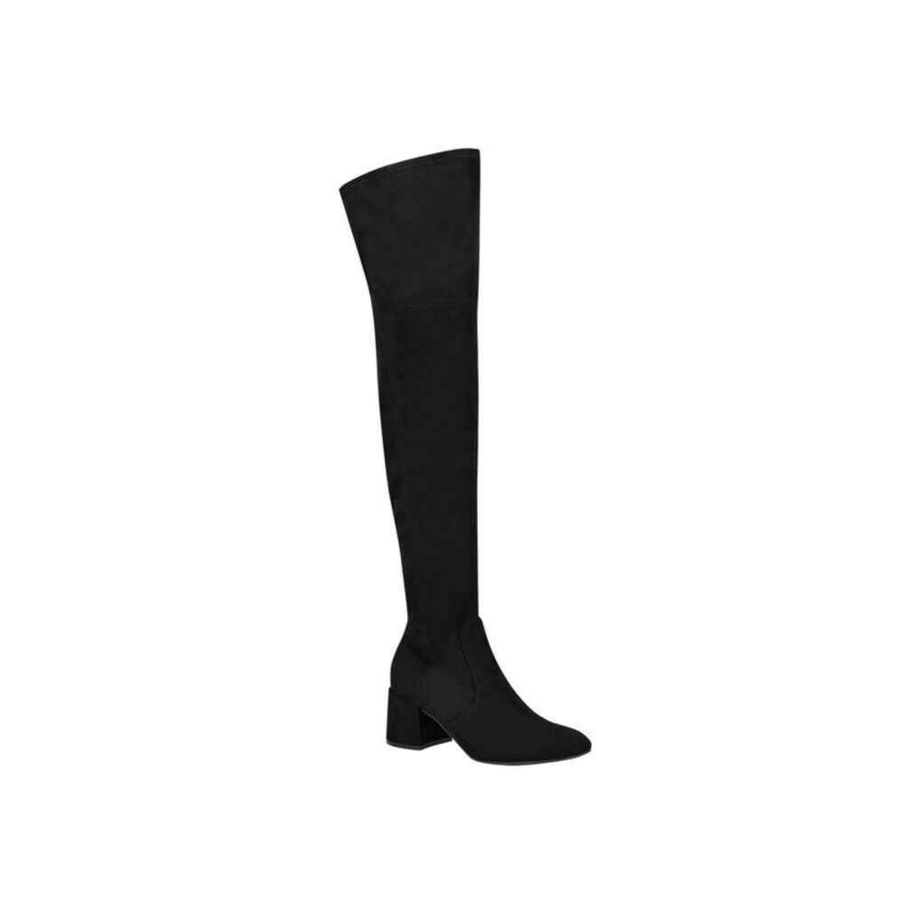NINE WEST Womens Black Round Toe Block Heel Zip-Up Heeled Boots 5